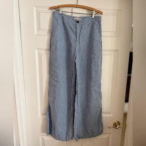 Madewell Light Blue Wide-Leg Linen Pants